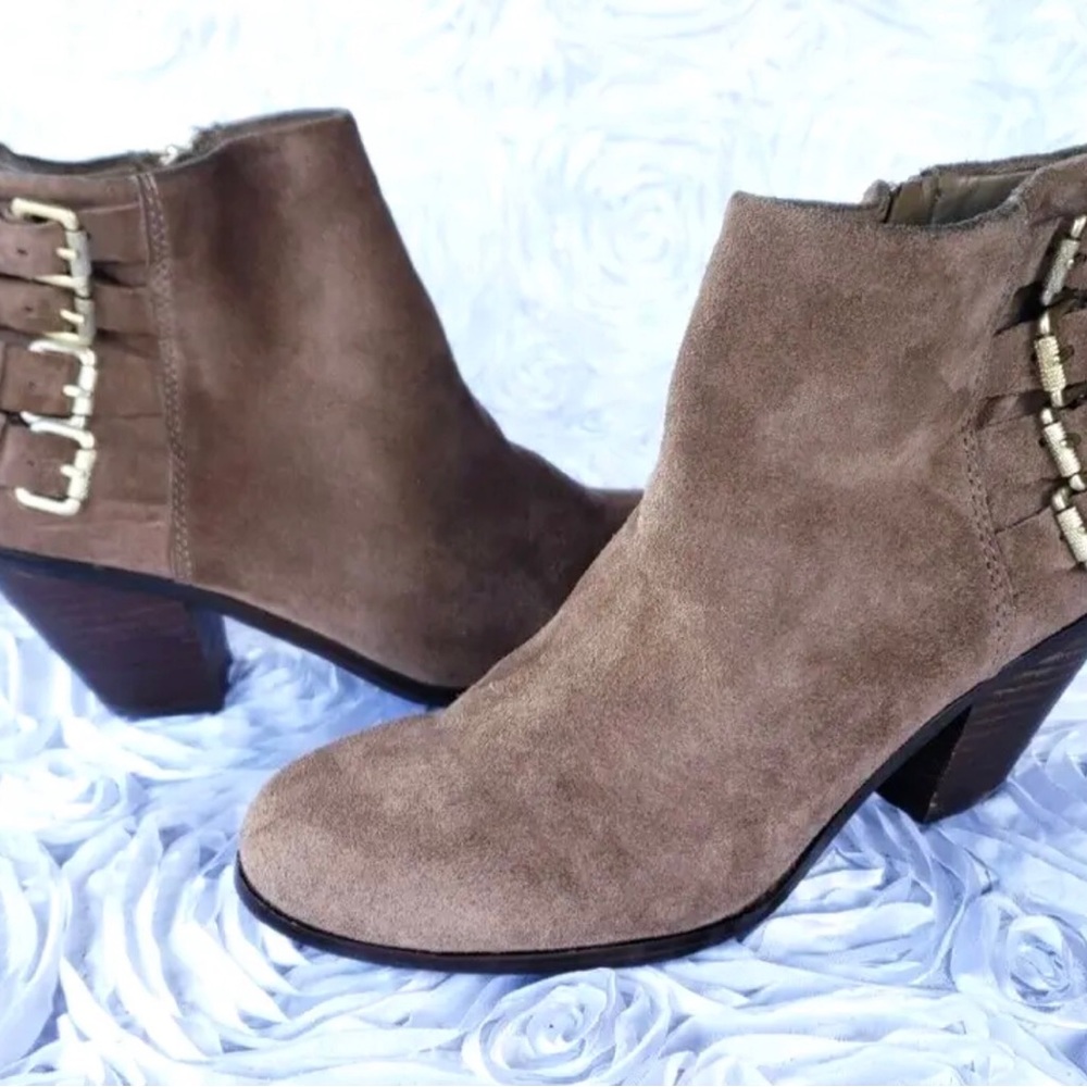 Sam Edelman Lucca Brown Suede Buckle Ankle Heel Boots Bootie Women's Size 7 M - Picture 8 of 8